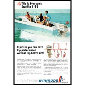 1969 Evinrude Outboard Motor Starflite 115-S Vintage Print Ad Sportcraft Boat